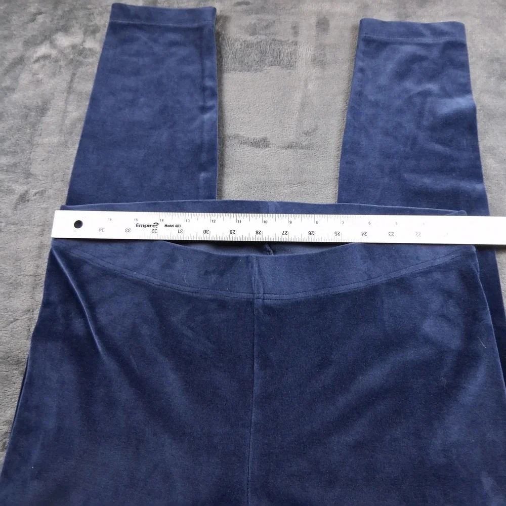 Old‎ Navy Velvet Leggings Womens L Navy Blue High Rise Stretch Full Length 1658